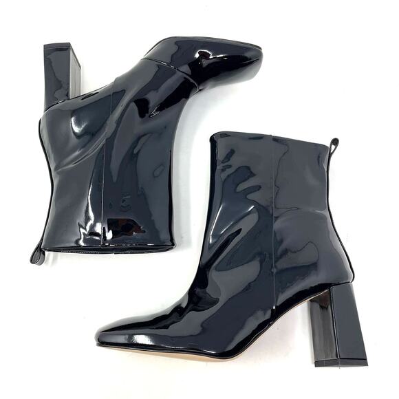 Good American Black Patent Leather Boots Size 8.5 Square Toe GA165P-X - Picture 5 of 9